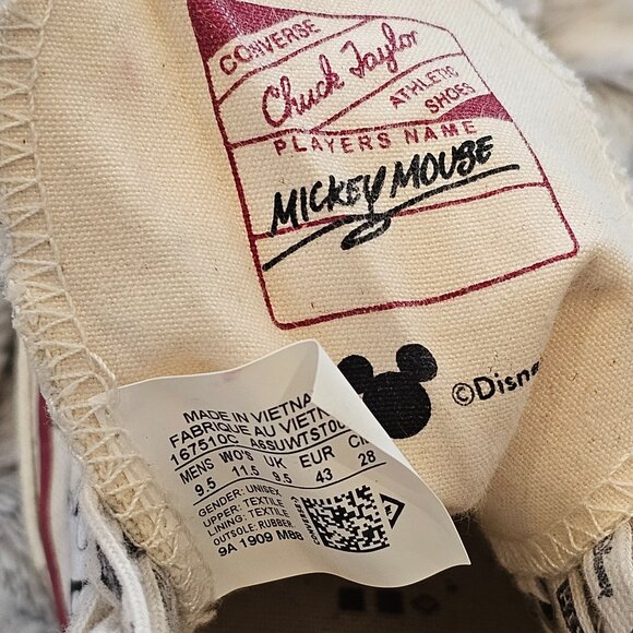Converse Chuck Taylor Mickey Mouse High Top Disney Sneakers Men 9.5 women 11.5 - Picture 9 of 10